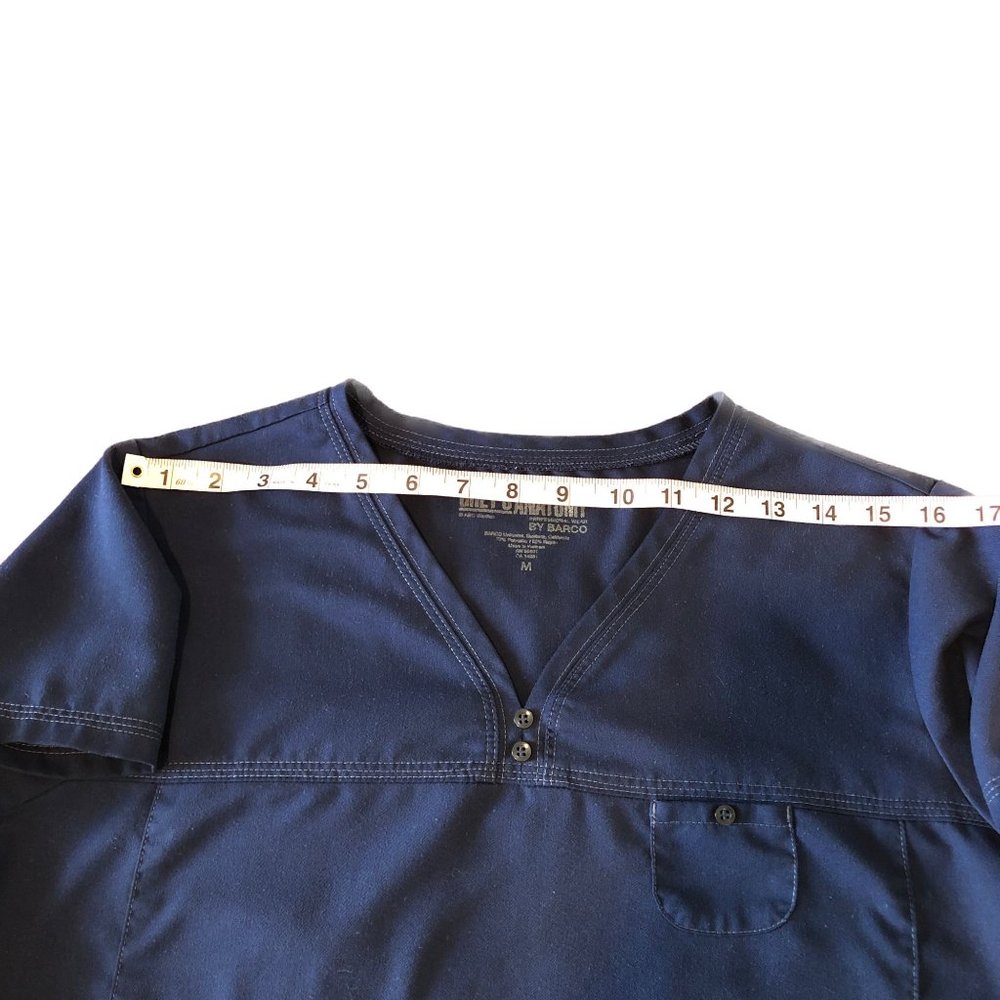 Nurse's Scrub Top Dark Blue Grey's Anatomy Barco 3 Pocket V Neck Size M - Picture 5 of 11